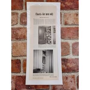 1950 Closets for Men Only Vtg Print Article by John‎ Mack Carter - Double Sided